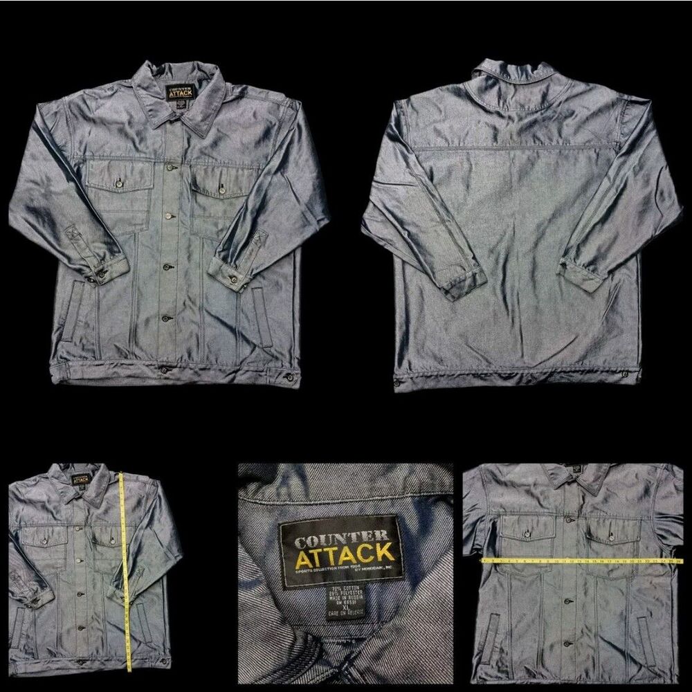 VTG 90s Jeans Jacket Baggy Oversized XL Hip-hop Street wear Reflective Silvered